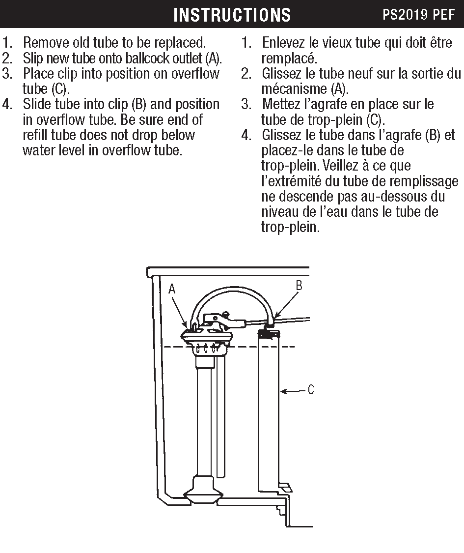 Toilet Tank Refill Tube Kit 9"