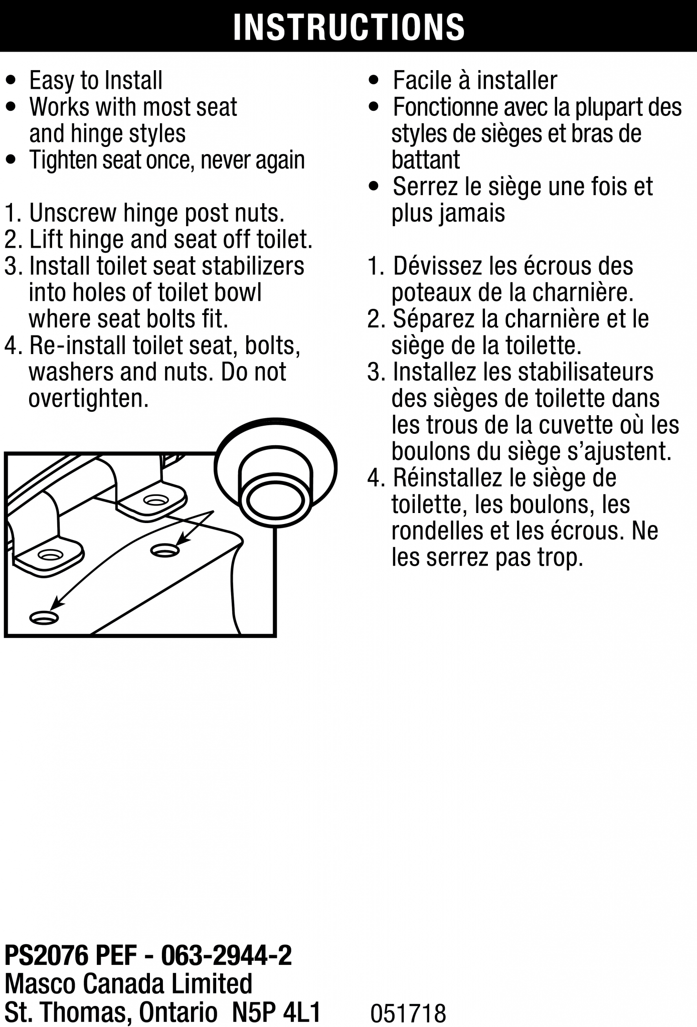 Toilet Seat Stabilizer Washer