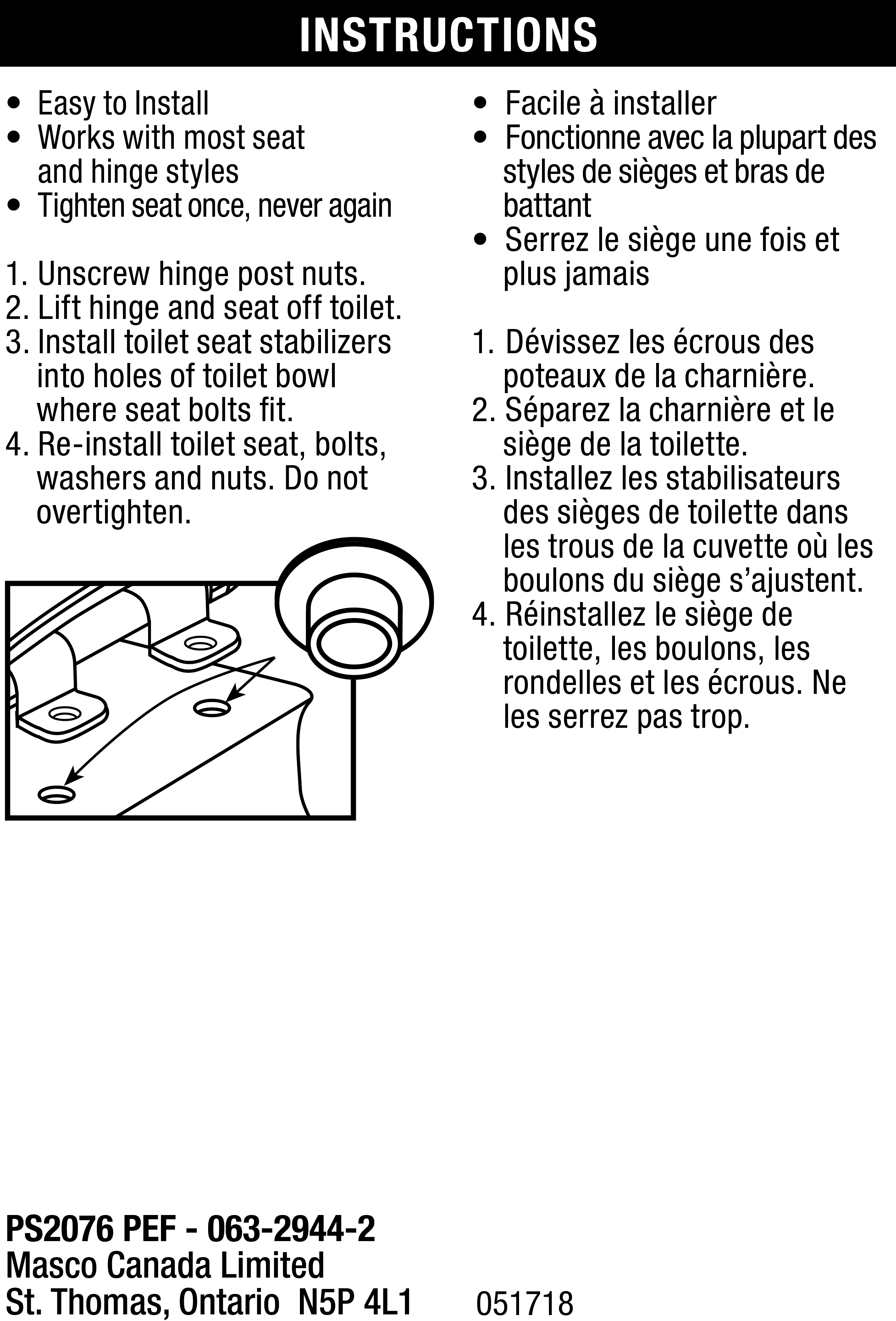 Toilet Seat Stabilizer Washer