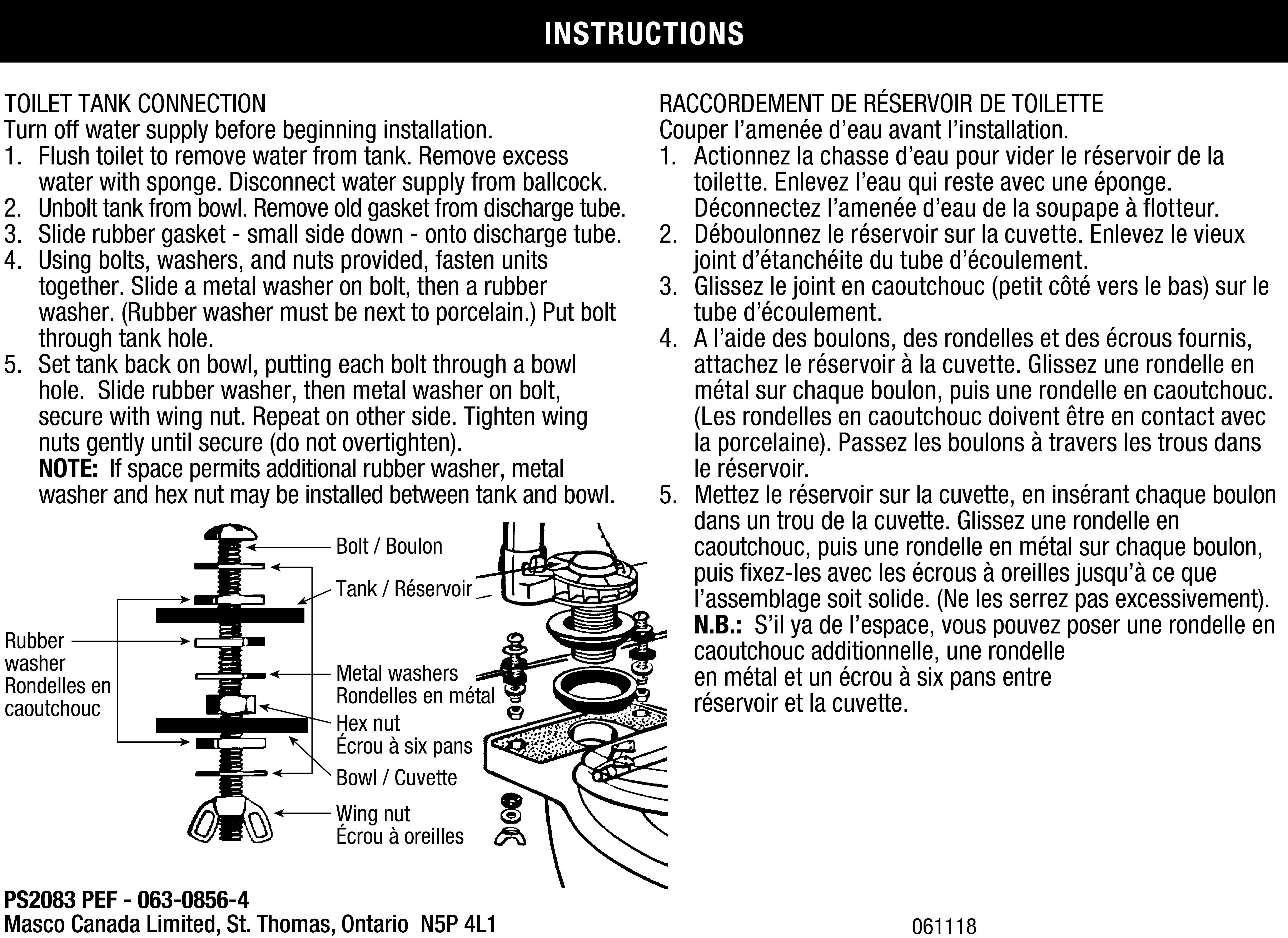Toilet Tank to Bowl Kit