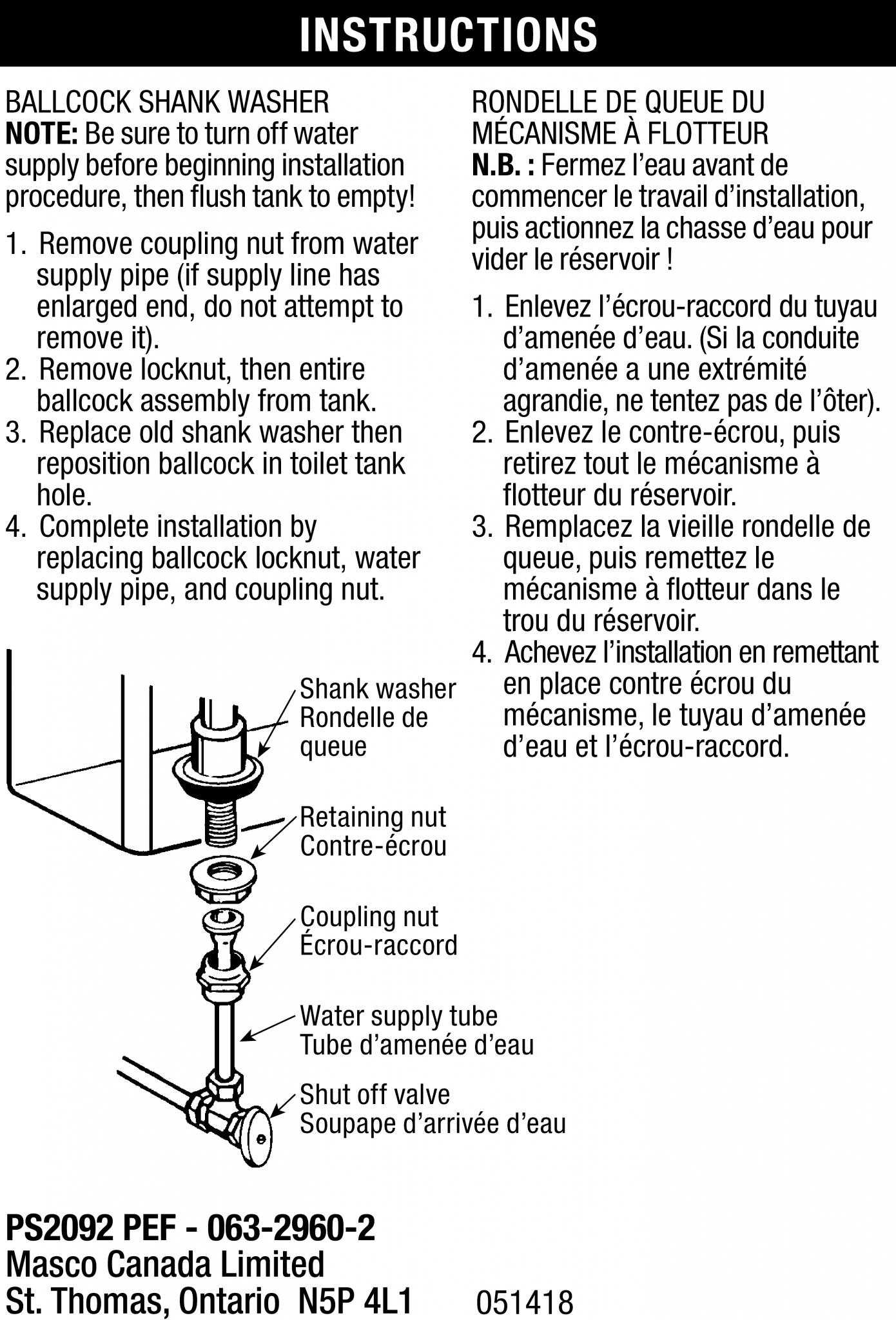 Toilet Fill Valve Shank Washer