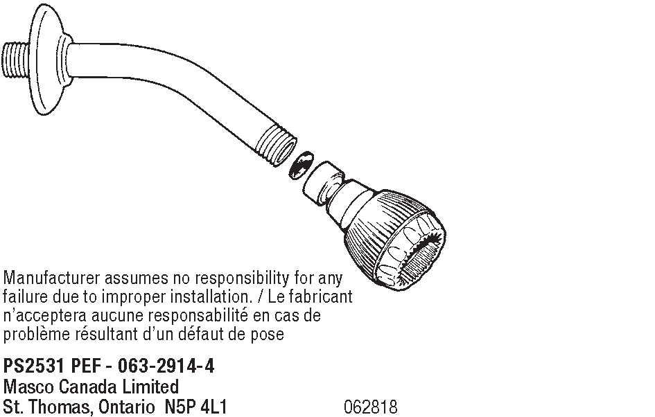 Shower Arm and Flange 6" Chrome Plastic