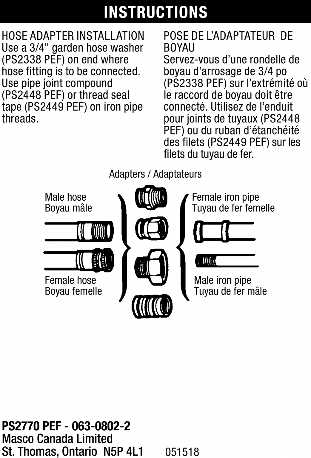 Swivel Garden Hose Adapter 3/4 FHT x 3/4" FIP