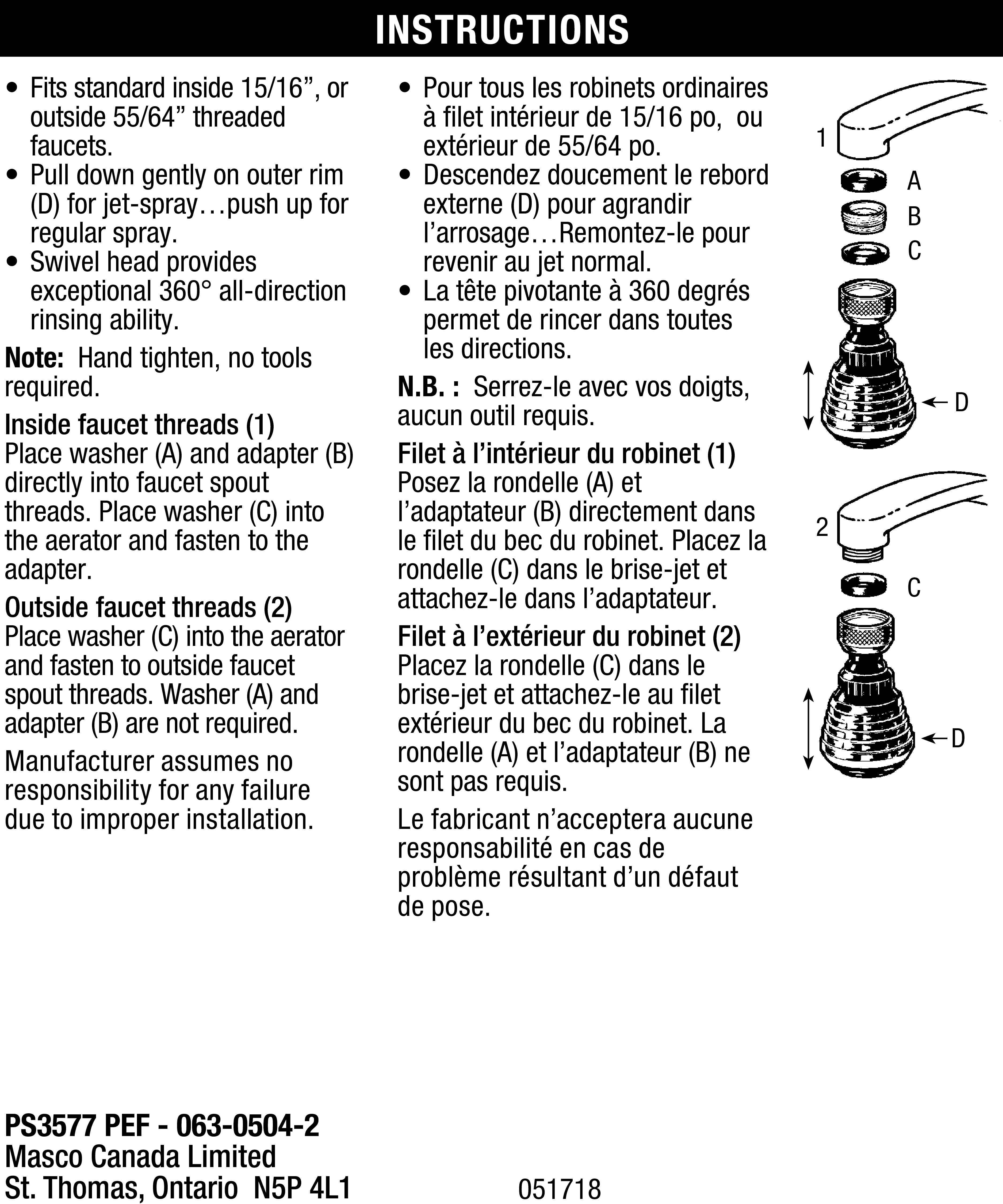 Dual Swivel Aerator, Black/chrome