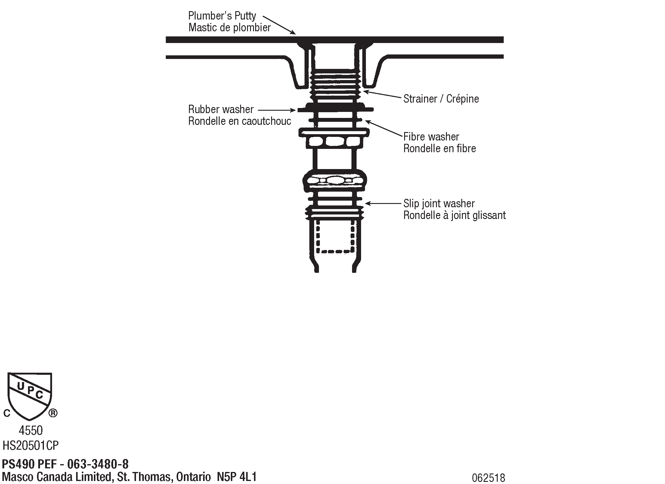 Sink Drain Assembly 111/4" x 6"