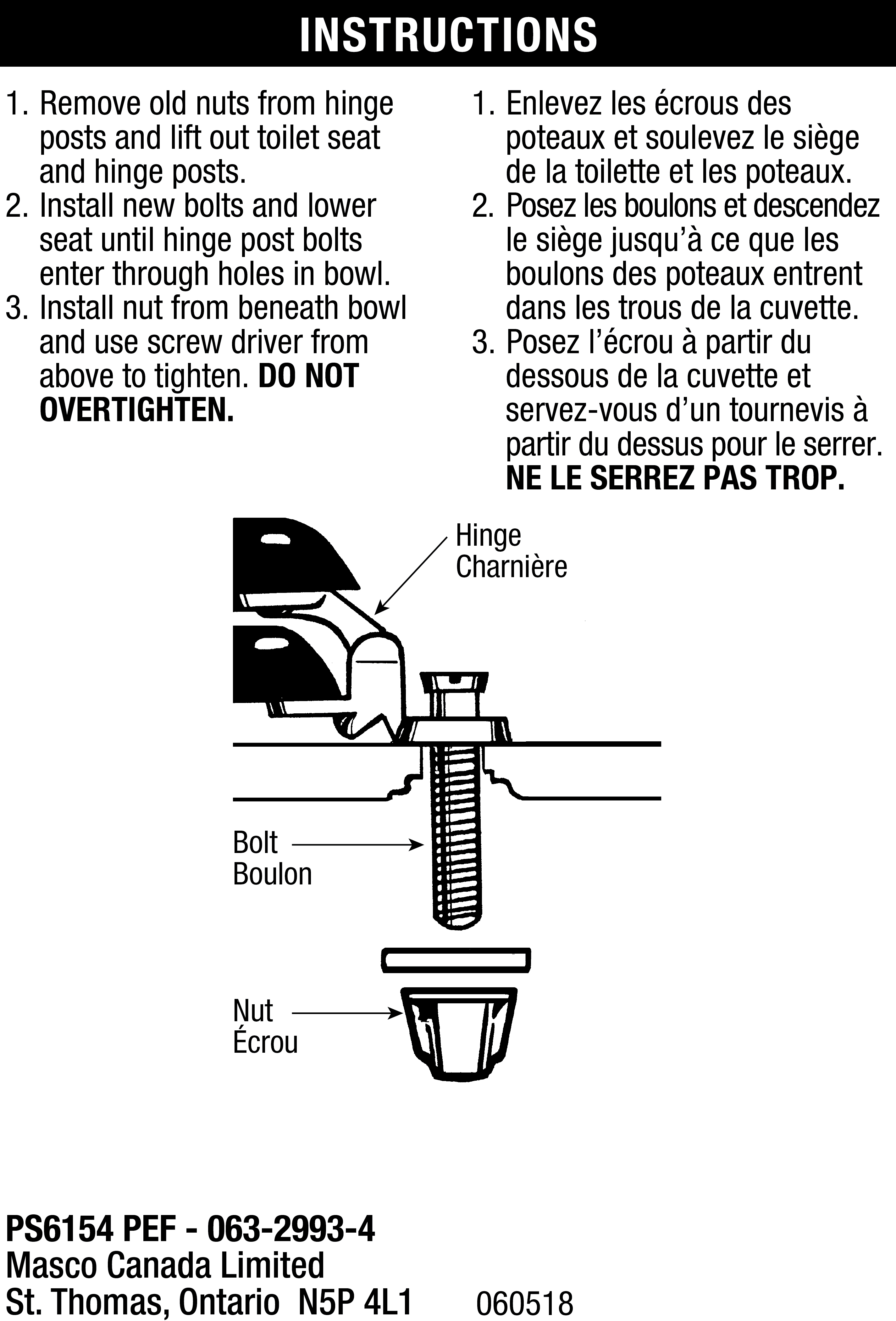 Toilet Seat Hinge Bolt Set