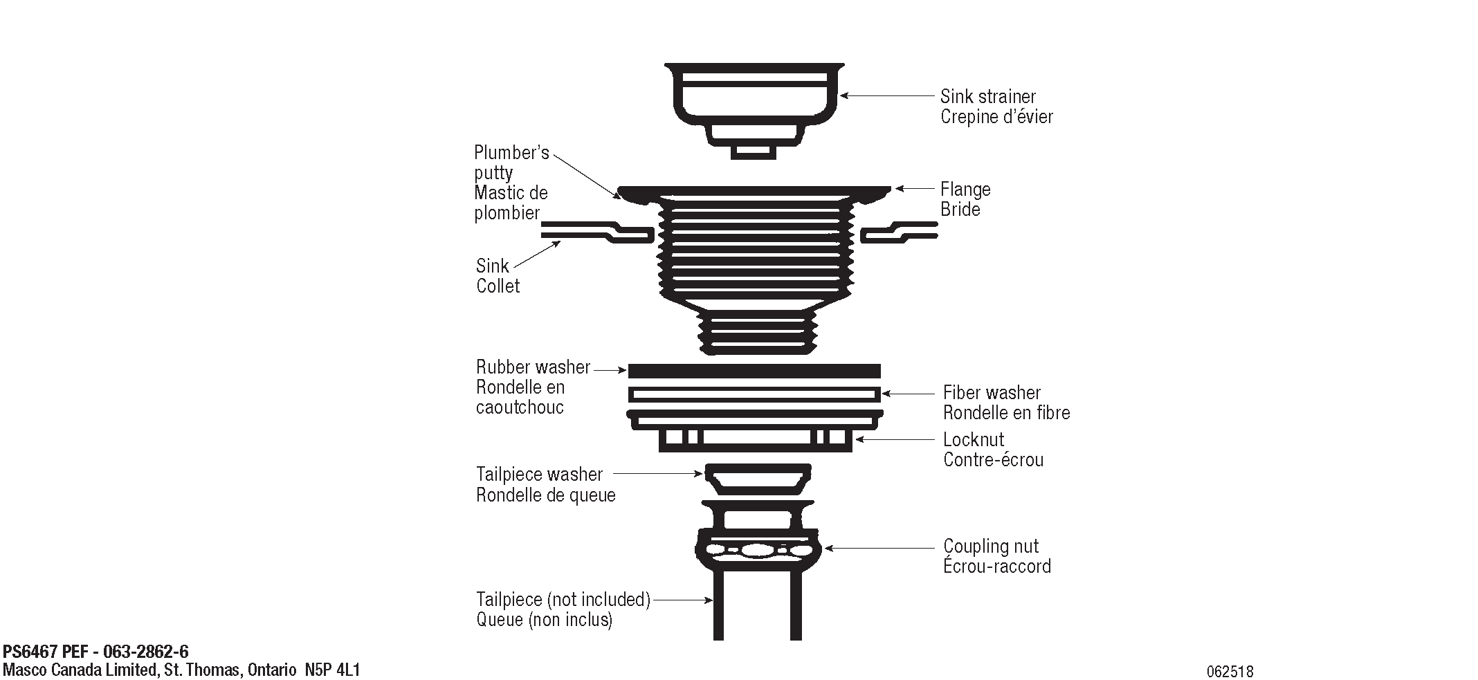 Kitchen Basket Strainer Assembly